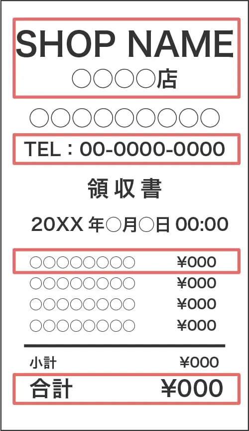 レシートのイメージ